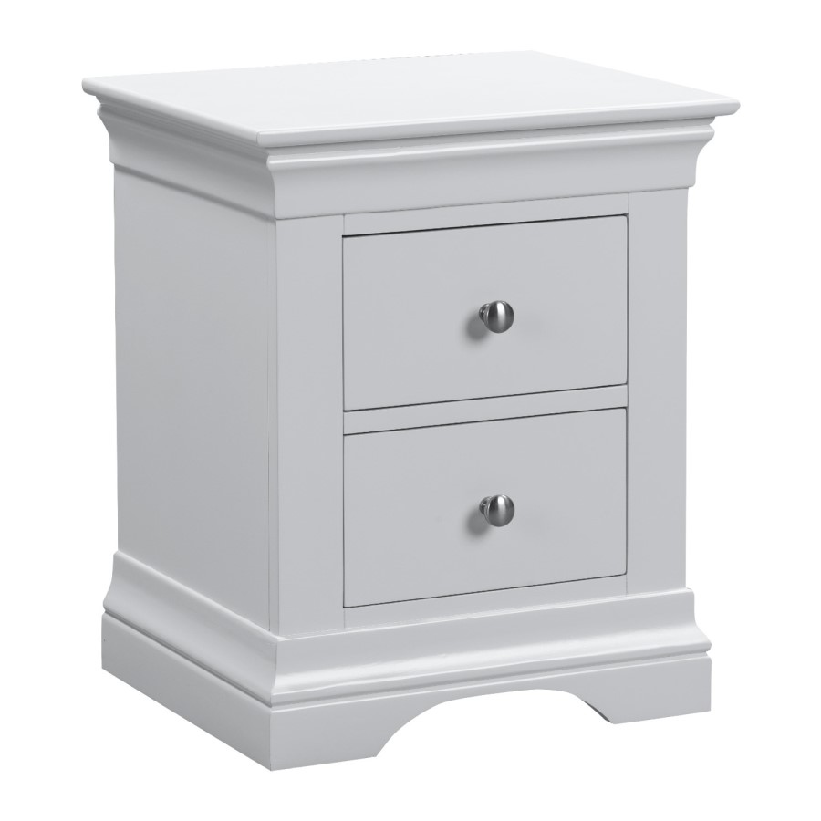 ALMOST PERFECT - Grey Painted French 2 Drawer Bedside Table - Olivia