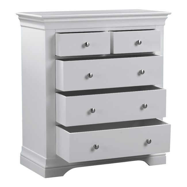 ONLY OPENED - Pale Grey 3 + 2 Drawer Chest of Drawers - Olivia