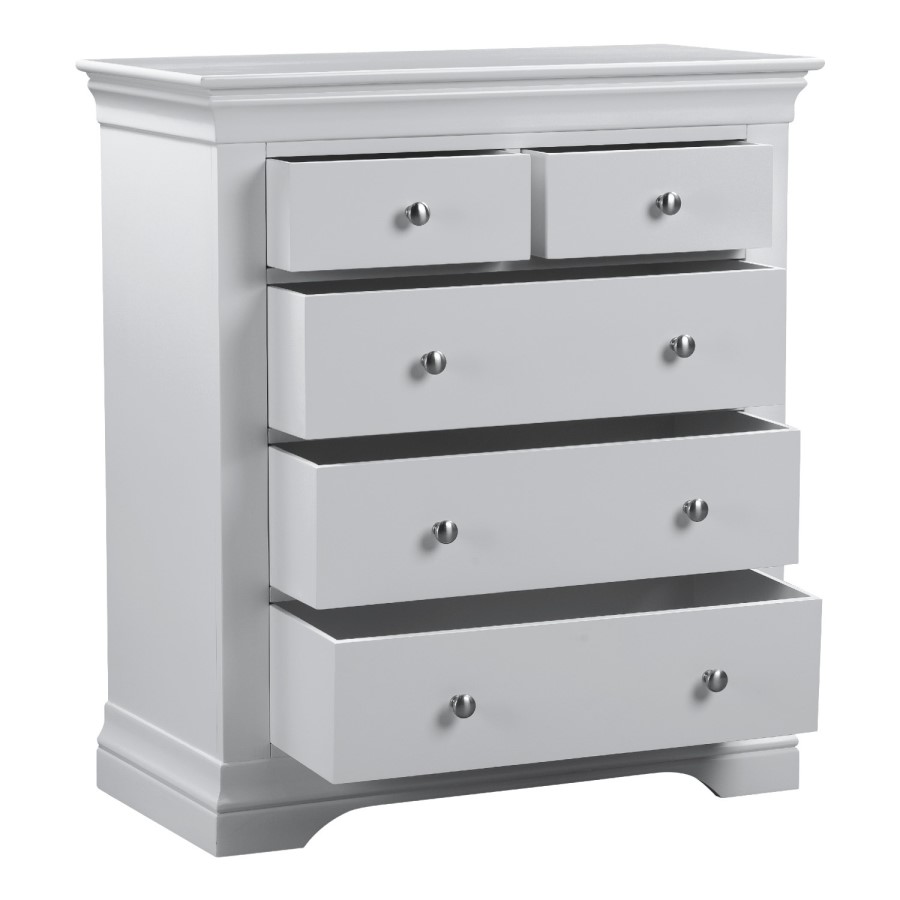 Grey Painted French Chest of 5 Drawers - Olivia