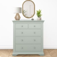 Sage Green French Tall Chest of 5 Drawers - Olivia