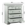 Sage Green French Tall Chest of 5 Drawers - Olivia