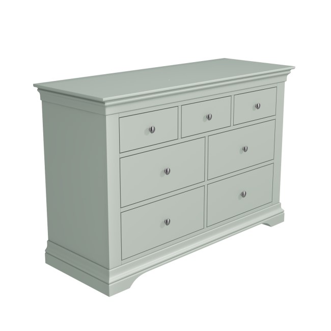 Sage Green French Wide Chest of 7 Drawers - Olivia