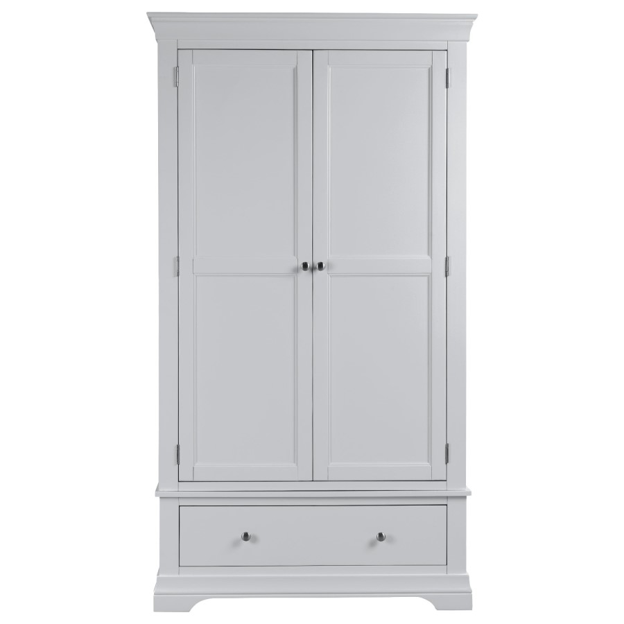 Pale Grey 2 Door 1 Drawer Wardrobe - Olivia