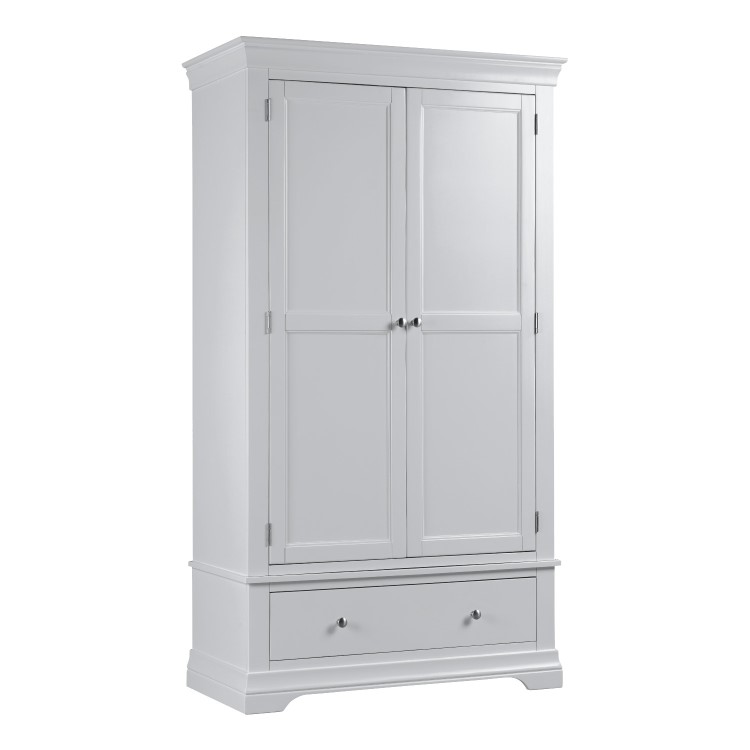 Pale Grey 2 Door 1 Drawer Wardrobe - Olivia