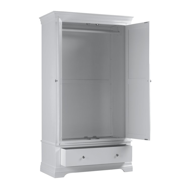 Pale Grey 2 Door 1 Drawer Wardrobe - Olivia