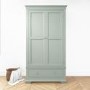 Sage Green Wooden Double Wardrobe with Drawer - Olivia