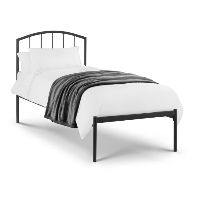 Dark Grey Metal Single Bed Frame - Onyx - Julian Bowen