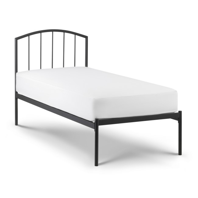 Dark Grey Metal Single Bed Frame - Onyx - Julian Bowen