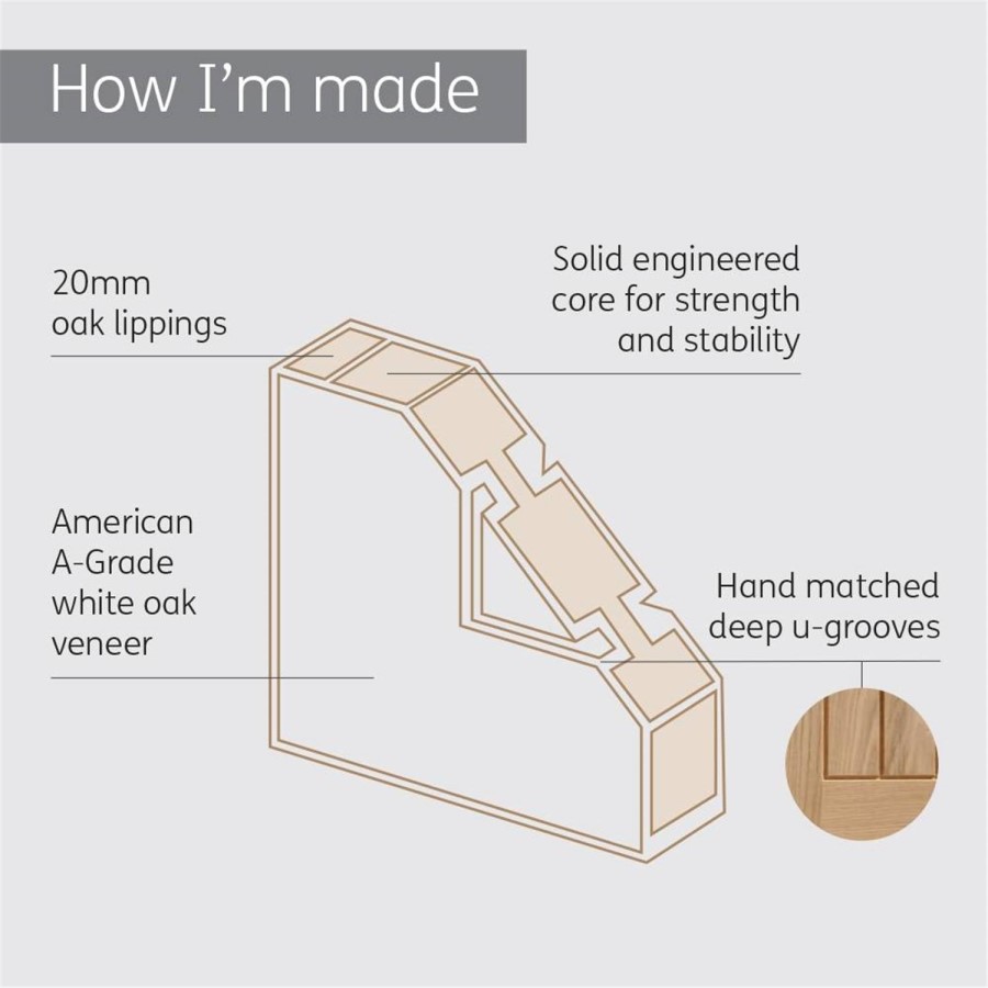 Internal Oak Cottage Door - Unfinished - 1981 x 533 x 35mm - Suffolk - XL Joinery