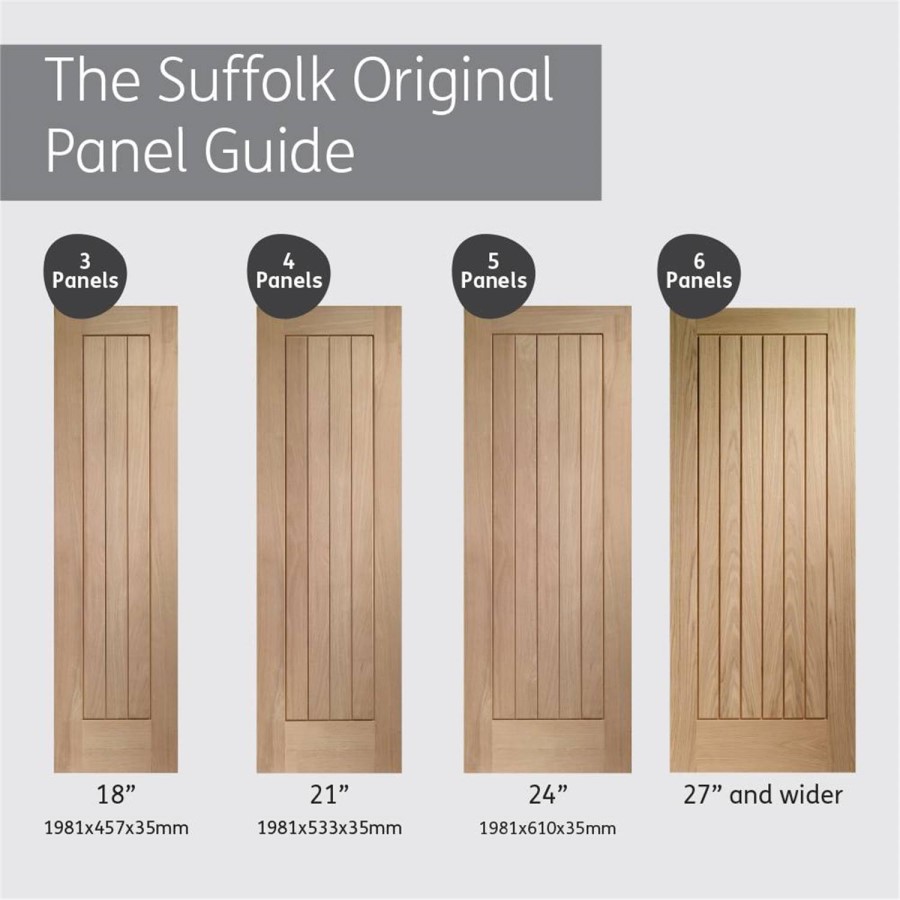 Internal Oak Cottage Door - Unfinished - 2040 x 626 x 40mm - Suffolk - XL Joinery