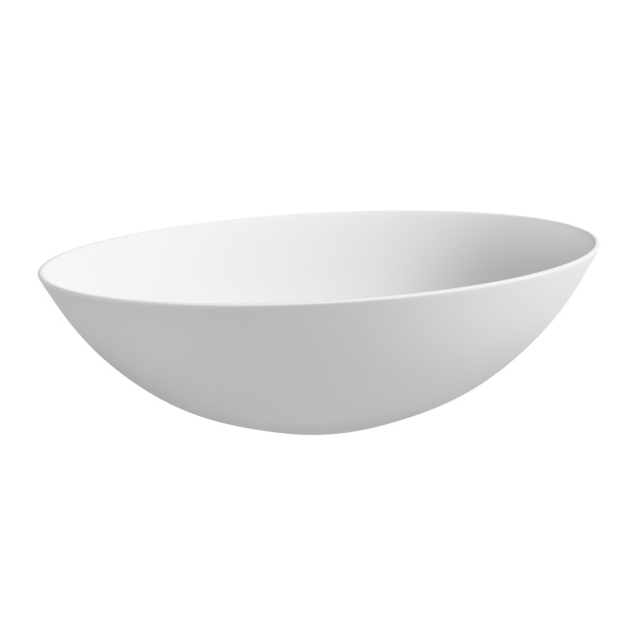 Matt White Oval Stone Resin Countertop Basin with Waste 500mm - Opal