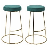 Pair of Teal Opera Bar Stools