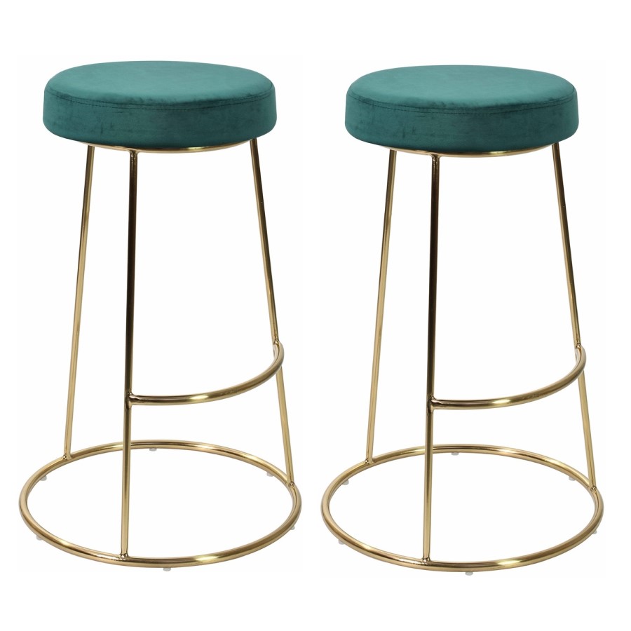 Pair of Teal Opera Bar Stools