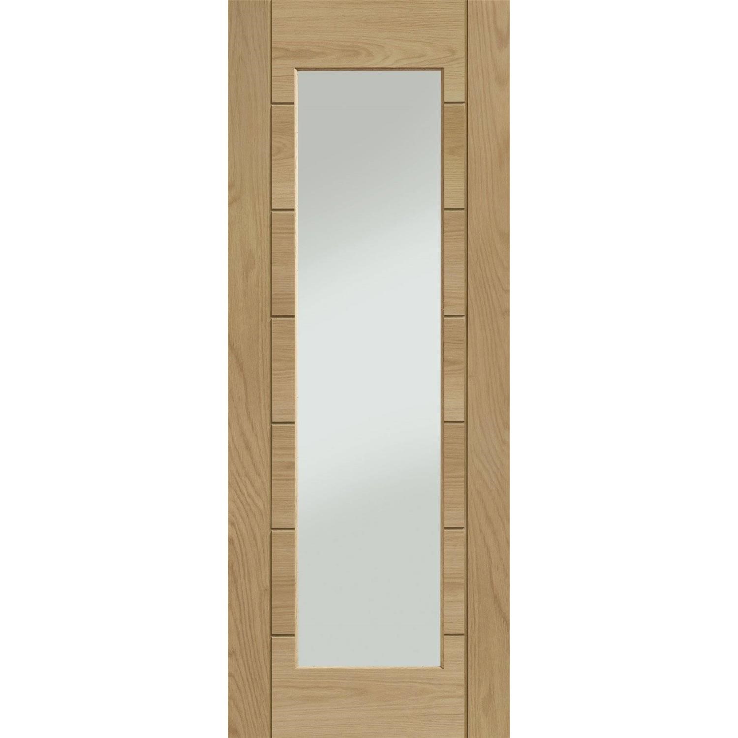 Internal Oak Fully Glazed Door Clear Glass Pre Finished 2040 x 826 x 40mm Palermo Premium