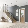 Pre-finished Palermo 2XG Internal Oak Door with Clear Etched Glass - Pre-Finished, 1981 x 762 x 35 mm