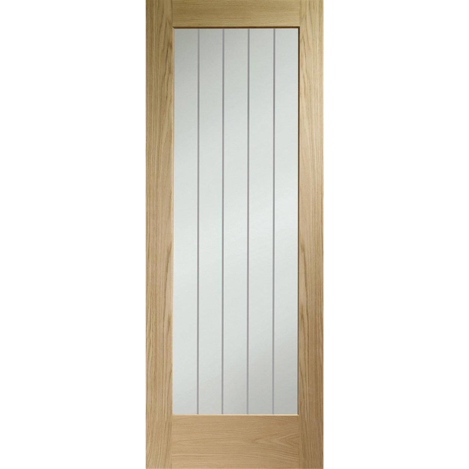 Internal Oak Fully Glazed Cottage Door Clear Etched Glass Pre Finished 2040 x 526 x 40mm Suffolk Premium