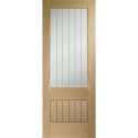 OPFGOSUFXG18 Internal Oak Half-Glazed Cottage Door with Clear Etched Glass - Pre-Finished - 1981 x 457 x 35mm - Suffolk Premium - XL Joinery