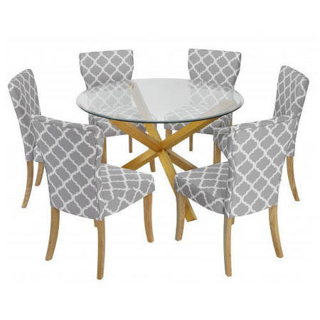LPD Oporto Soild Oak And Glass Large Round Table - 120cm Diameter