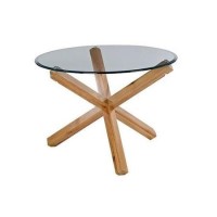 GRADE A1 - LPD Oporto Solid Oak And Glass Dining Table - 106.5cm Diameter