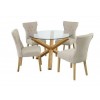 GRADE A1 - LPD Oporto Solid Oak And Glass Dining Table - 106.5cm Diameter