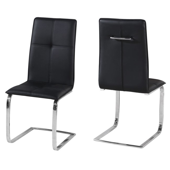 LPD Opus Pair of Cantilever Dining Chairs in Black Faux Leather 