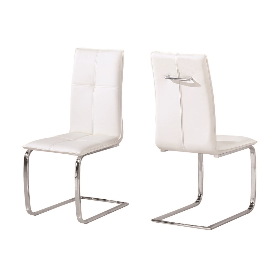 LPD Matrix Pair of Cantilever Dining Chairs In White Faux Leather