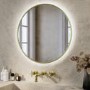 Round Brass Backlit Heated Bathroom Mirror with Lights 600mm – Orion