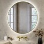 Round Brass Backlit Heated Bathroom Mirror with Lights 800mm – Orion