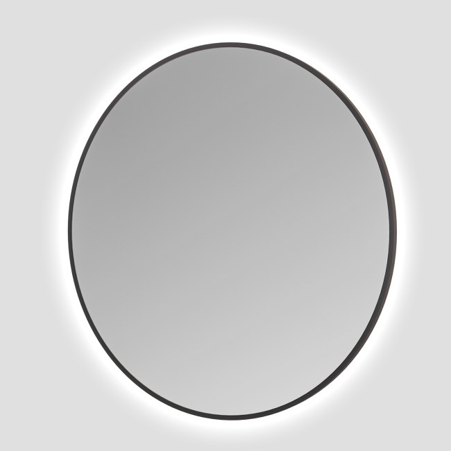 Round Black Backlit Heated Bathroom Mirror with Lights 800mm – Orion