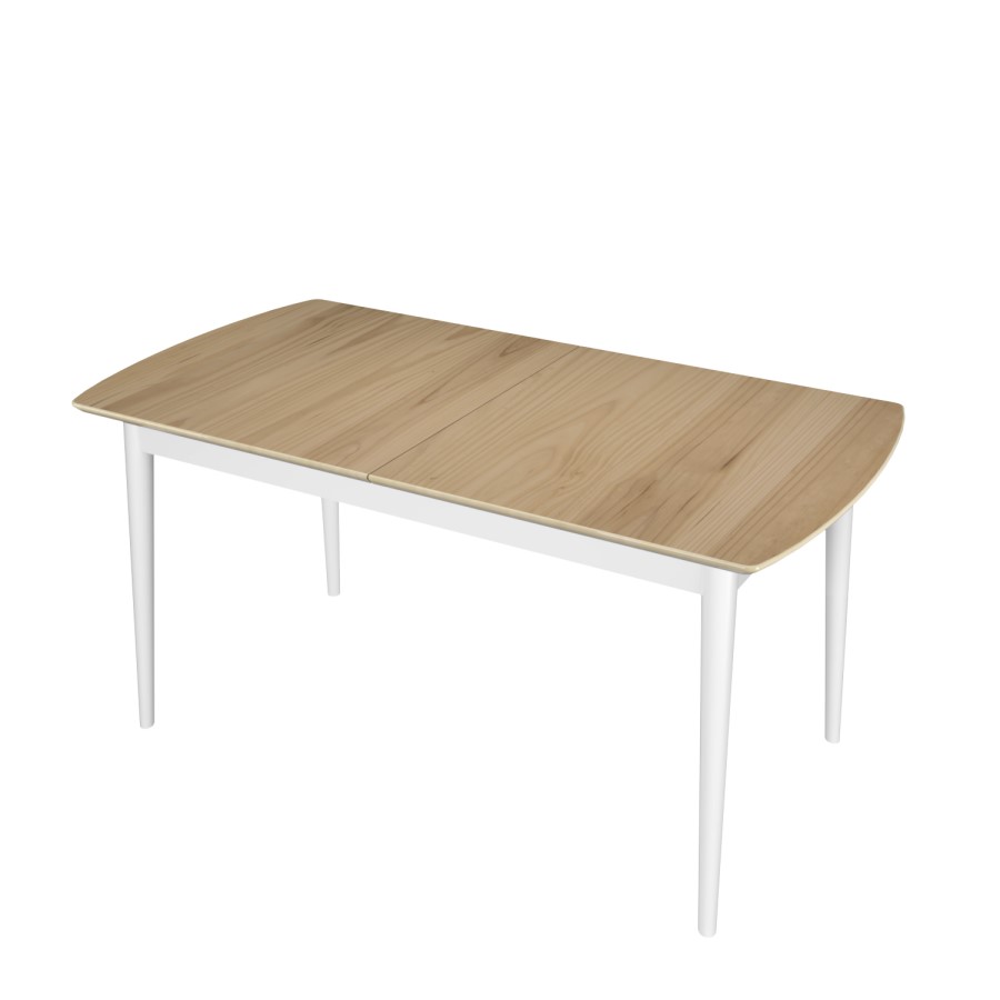 GRADE A1 - 8 Seater Extendable Dining Table With Oak Top And White Legs - Ola