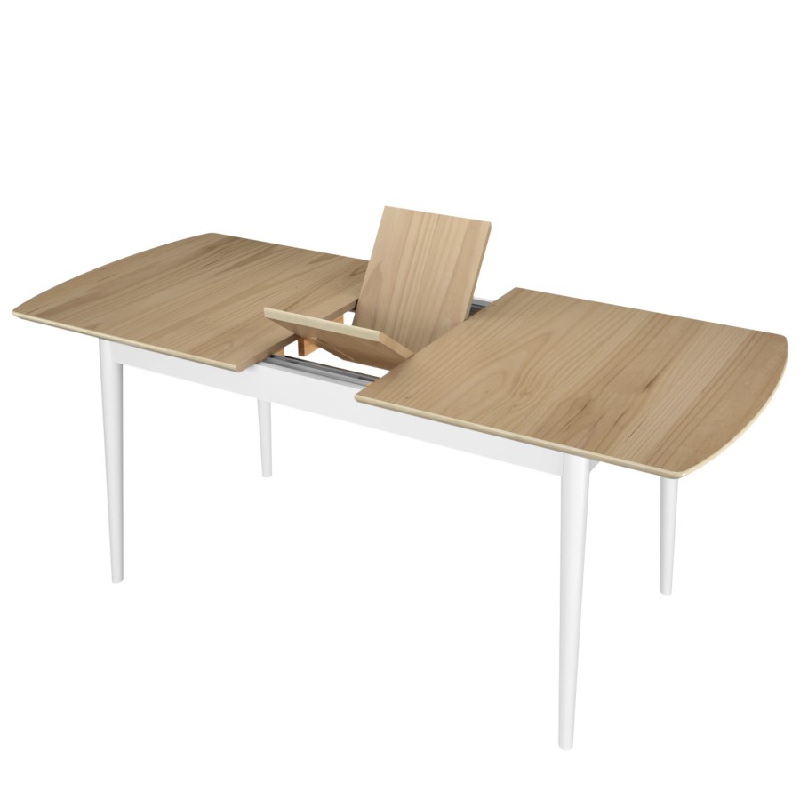 GRADE A1 - 8 Seater Extendable Dining Table With Oak Top And White Legs - Ola
