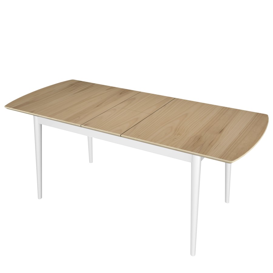 GRADE A1 - 8 Seater Extendable Dining Table With Oak Top And White Legs - Ola