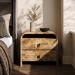 Wide Light Burl Wood Effect 2 Drawer Bedside Table - Oriana