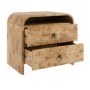 Wide Light Burl Wood Effect 2 Drawer Bedside Table - Oriana
