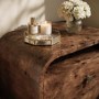 Wide Dark Burl Wood Effect 2 Drawer Bedside Table - Oriana