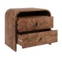Wide Dark Burl Wood Effect 2 Drawer Bedside Table - Oriana