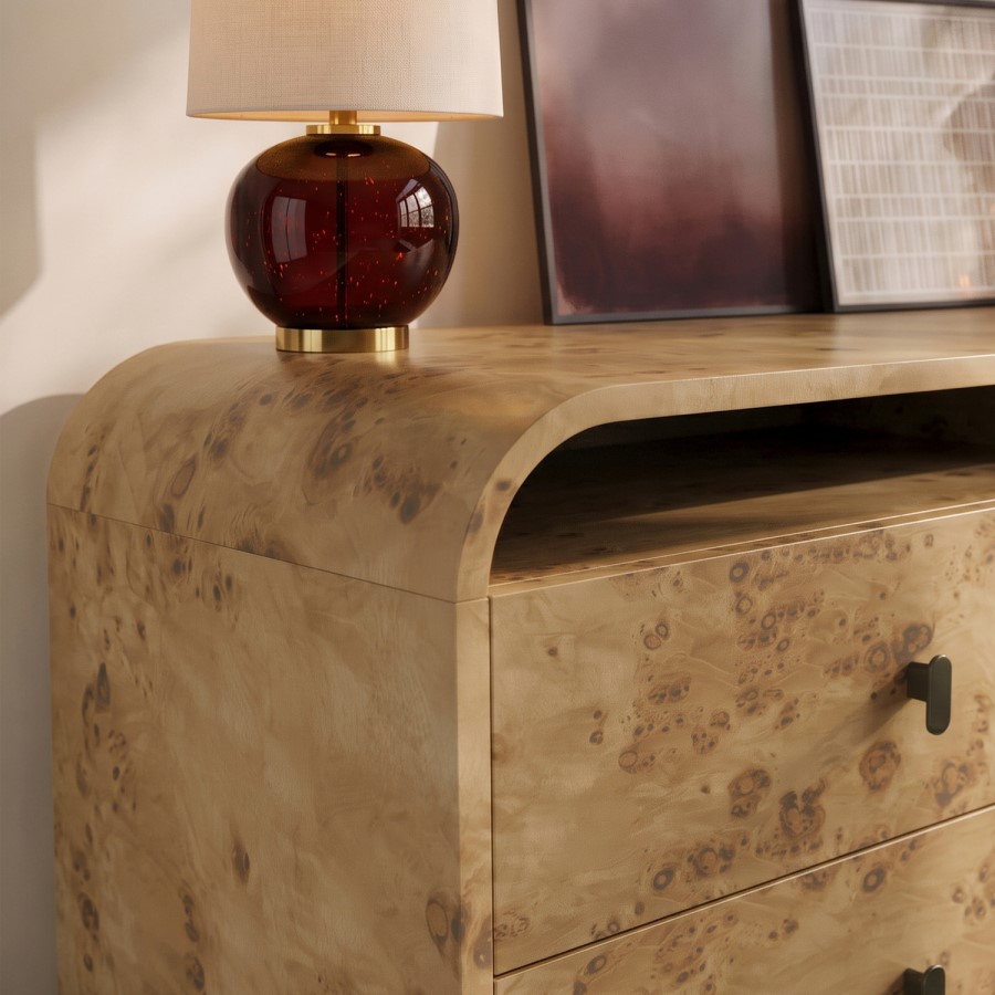 Light Burl Wood Effect 6 Drawer Chest of Drawers - Oriana