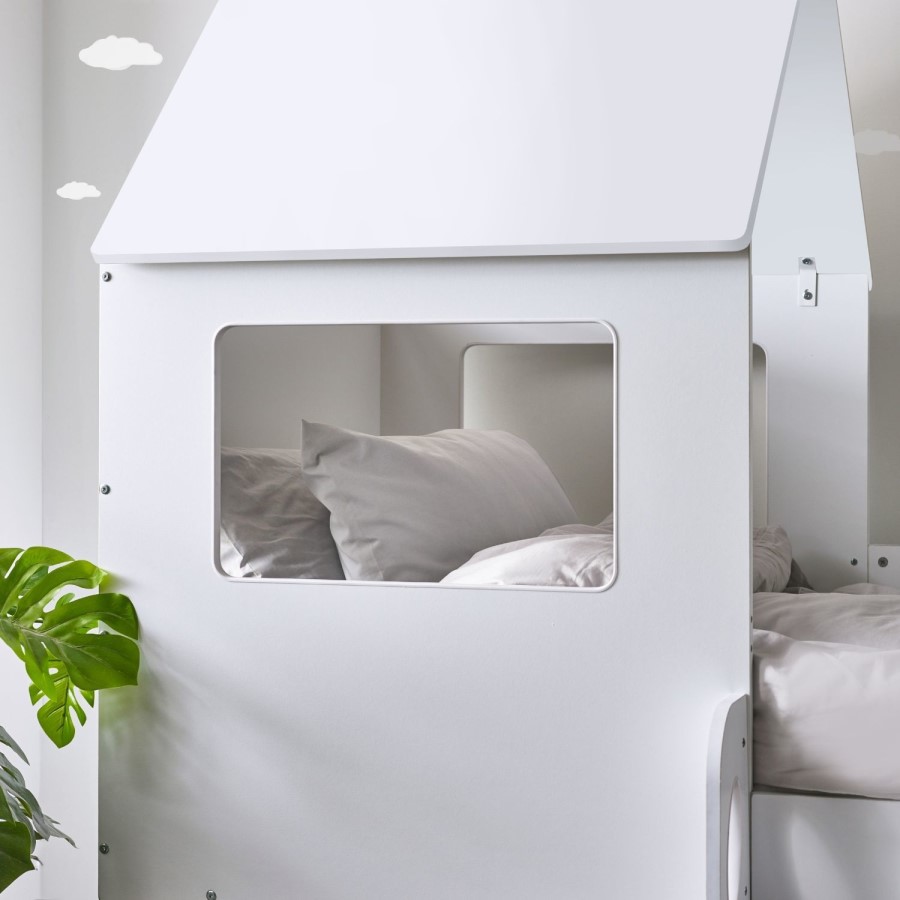 White Mid Sleeper House Bed with Storage - Orpheus