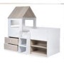 White & Oak Mid Sleeper House Bed with Storage - Orpheus