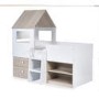 White & Oak Mid Sleeper House Bed with Storage - Orpheus