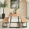 Orson Industrial Solid Wood Dining Set with Table &amp; 2 Dining Benches