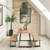 Orson Industrial Solid Wood Dining Set with Table &amp; 2 Dining Benches