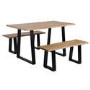 Orson Industrial Solid Wood Dining Set with Table & 2 Dining Benches