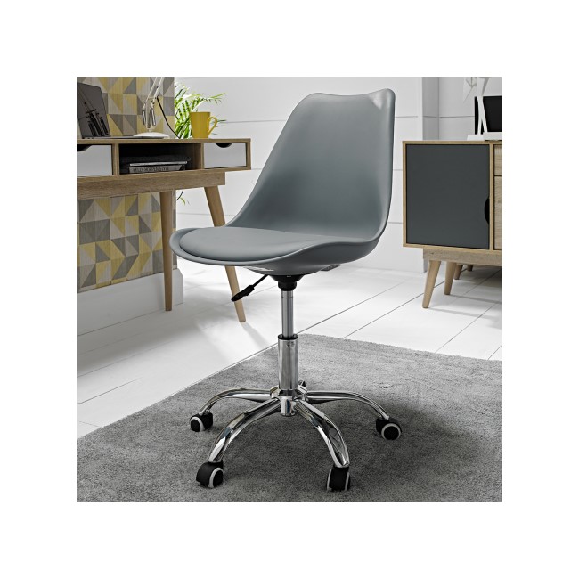Grey Plastic Armless Office Chair with Cushioned Seat - Orsen - LPD