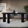GRADE A1 - Large Black Oak Pebble Dining Table  - Seats 4 - 6 - Oscar