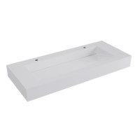 Rectangular Wall Hung Basin with Hidden Waste & Brushed Brass Square Bottle Trap 1200mm - Oslo