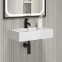 White Rectangular Wall Hung Basin with Hidden Waste 600mm - Oslo