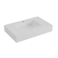 Rectangular Wall Hung Basin with Hidden Waste & Brushed Brass Square Bottle Trap 600mm - Oslo