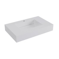 Rectangular Wall Hung Basin with Hidden Waste & Brushed Brass Square Bottle Trap 800mm - Oslo
