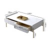 Large White and Gold Curved Coffee Table - Olis